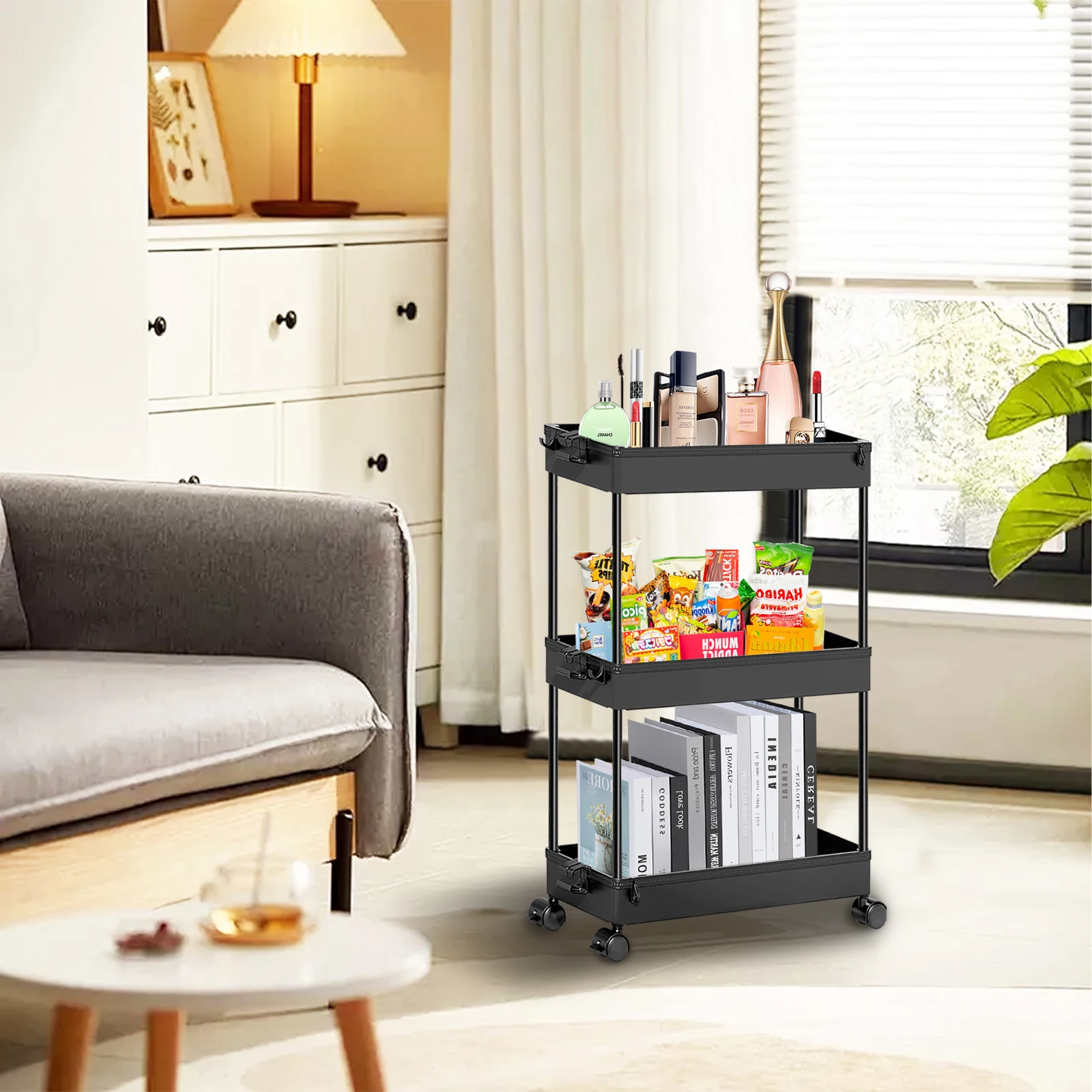 Ultra-thin Rolling Storage Car, Adjustable Three-layer Storage Car, Versatile And Easy to Install, Stable and Flexible