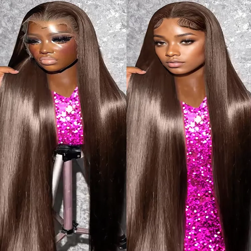 #4 Chocolate Brown 13x6 HD Lace Frontal Wig 13x4 Straight Human Hair Wigs For Women Brown Lace Front Wig Human Hair Brown Wigs