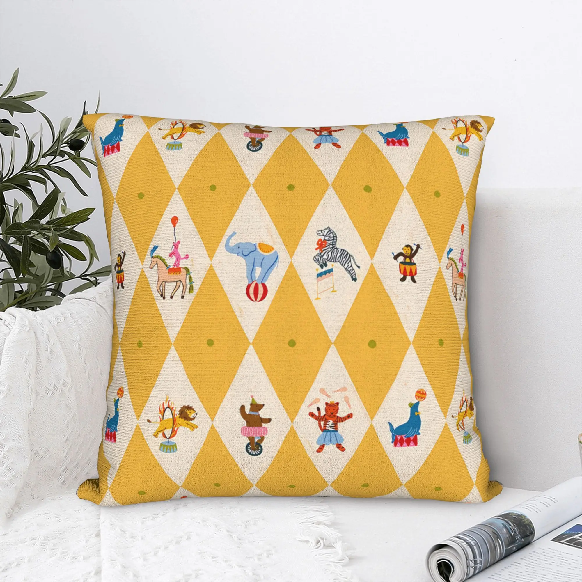 Vibrant Circus Carnival Decorative Throw Pillow Cover Double Sided Print Cushion Case for Kids Room Living Room Sofa Home Decor