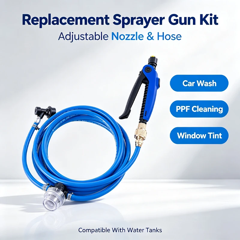 Replacement Sprayer Gun Kit With Hose Adjustable Nozzle Compatible With Car Wash Water Tanks For PPF Car Window Tint Cleaning To