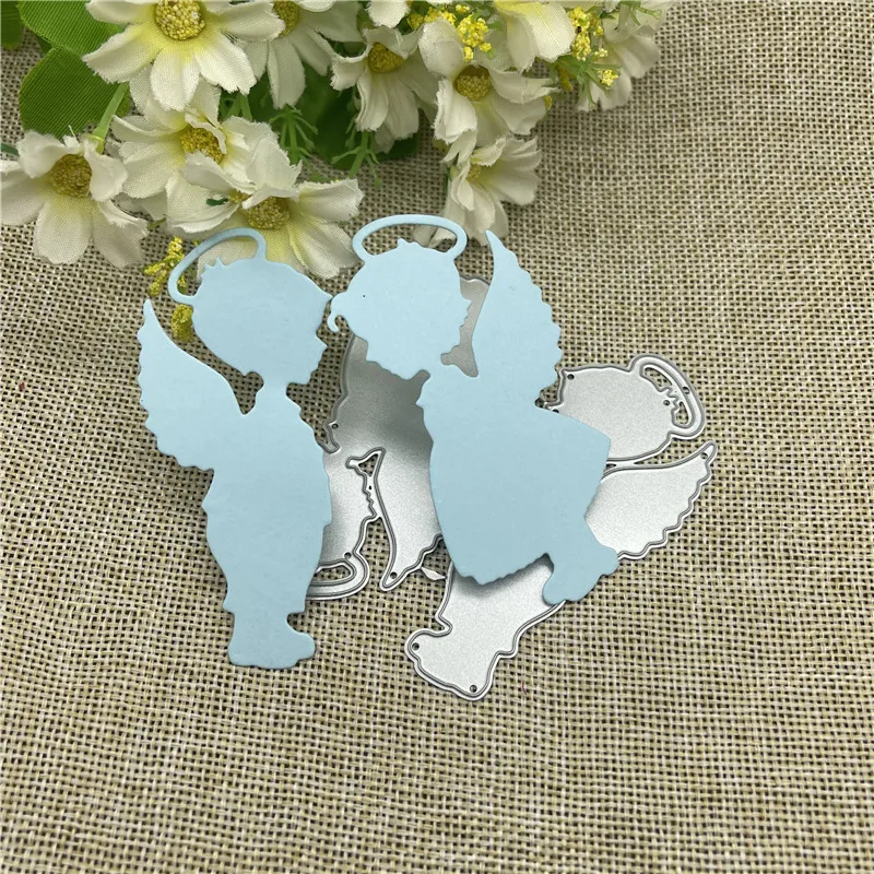 

Boy and girl angels Metal cutting dies mold Round hole label tag Scrapbook paper craft knife mould blade punch stencils dies