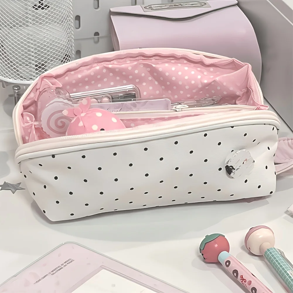 Estuche para lápices Kawaii con diseño de concha marina, gran capacidad, múltiples compartimentos, bolsa organizadora de papelería, bolsa organizadora para estudiantes, escuela, viajes