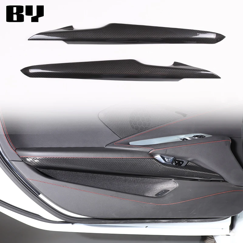 

For Chevrolet Corvette C8 Stingray Z51 Z06 2020-2024 Real Carbon Fiber Interior Car Inner Door Panel Anti-Kick Trim Accessories