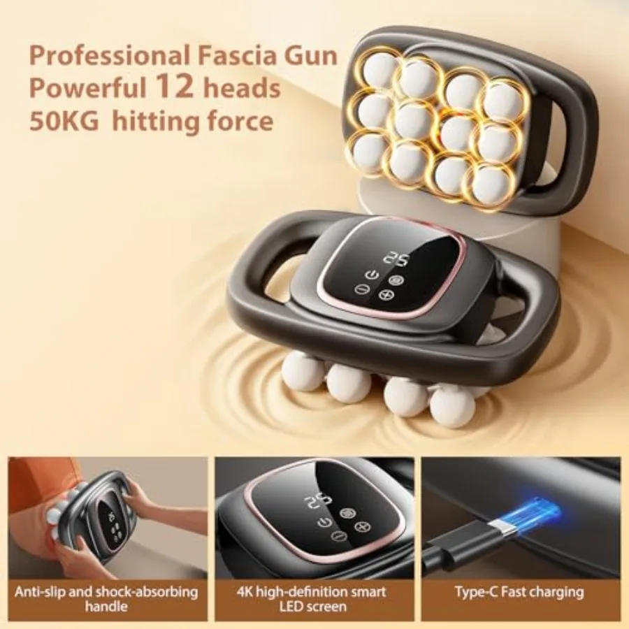 12-Head Massage Gun 3 Modes 30 Levels Of Intensity Electric Deep Tissue Massager Relieves Muscle Pain All Over The Body 4k Smar