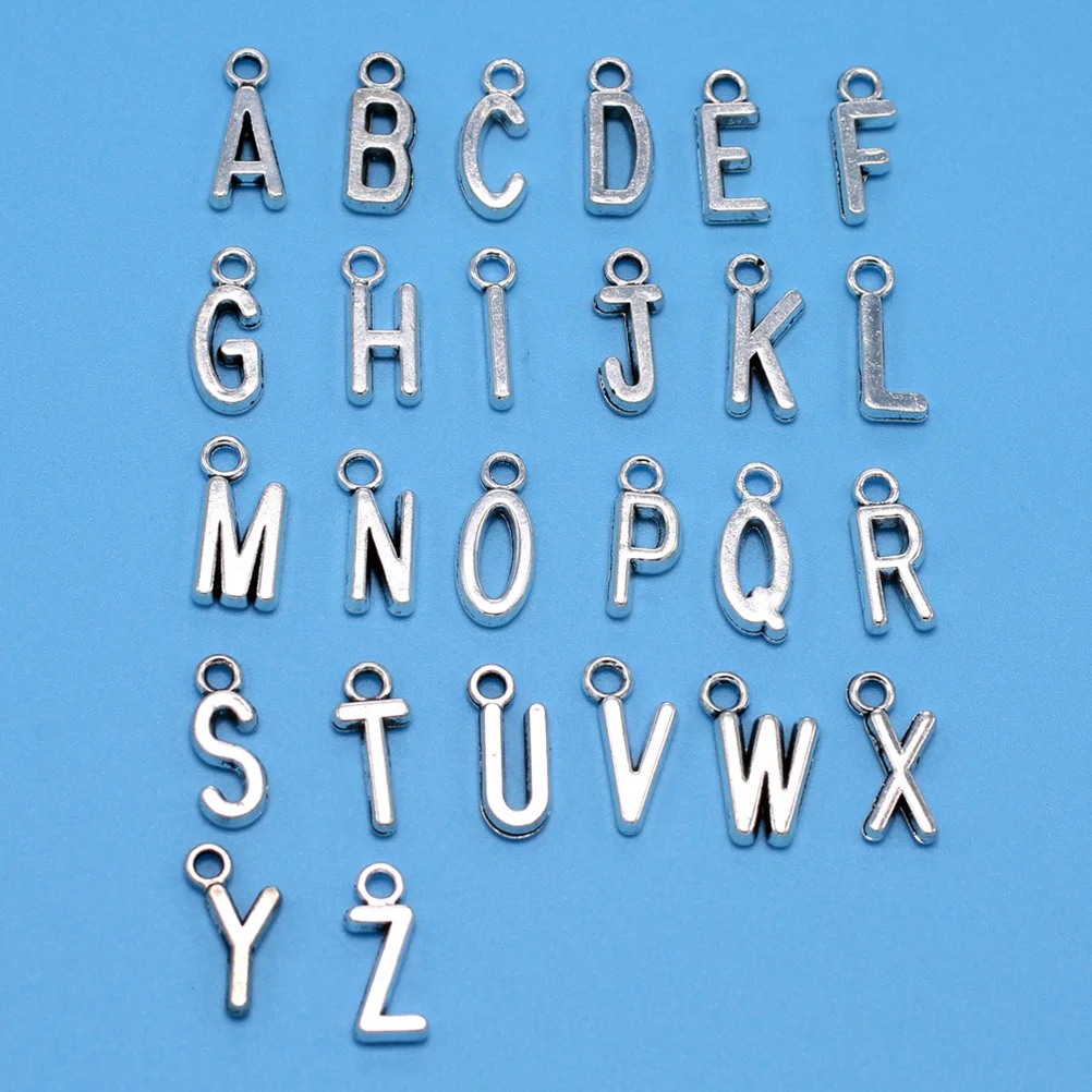Pendentifs en alliage avec lettres anglaises, 50 pièces, breloques pour collier, Bracelet, boucles d'oreilles, porte-clés, accessoires de collier, DIY