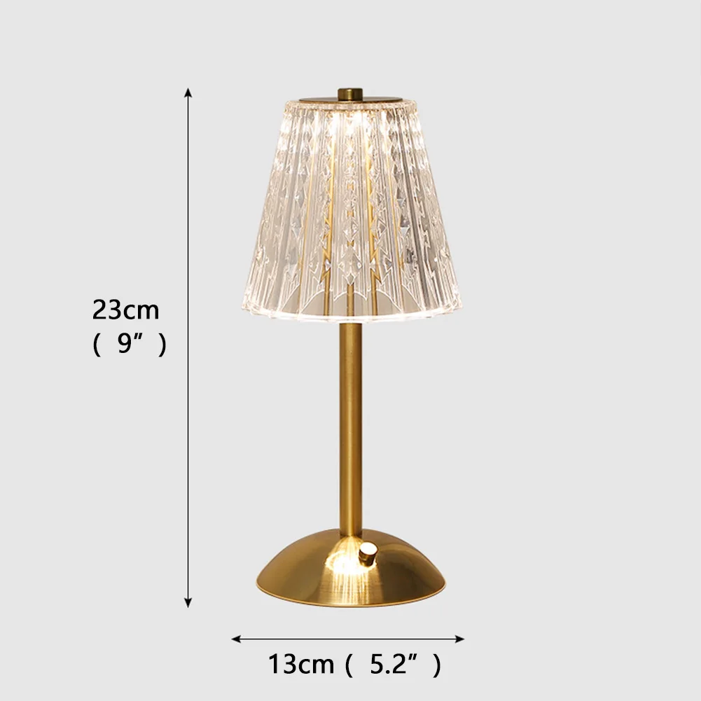 Nordic Crystal Rechargeable Table Lamp LED Bar Lamp Touch Dimmable Golden Desk Lamp Living Room Bedroom Hotel Lamp Bedside Lamp