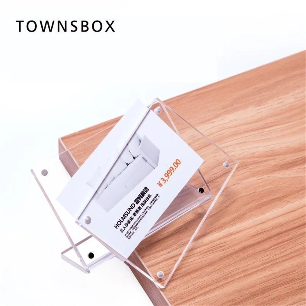 L-shape Acrylic Menu Card Display Frame 90*60mm Clear Black Photo Picture Sign Holder