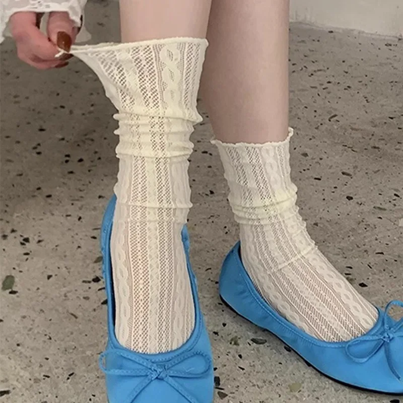 النساء الحلو الدانتيل قصيرة الصيف الجوارب اليابانية لطيف خمر الجوف خارج القطن لينة لوليتا نمط Kawaii Sockings جوارب عالية الجودة