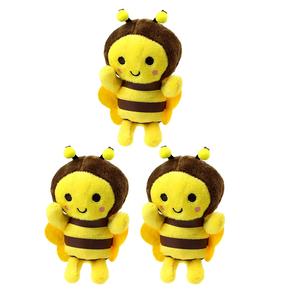 

3 Pcs Key Ring Little Bee Pendant Baby Sticker Hanging Pp Cotton Keychain Charms