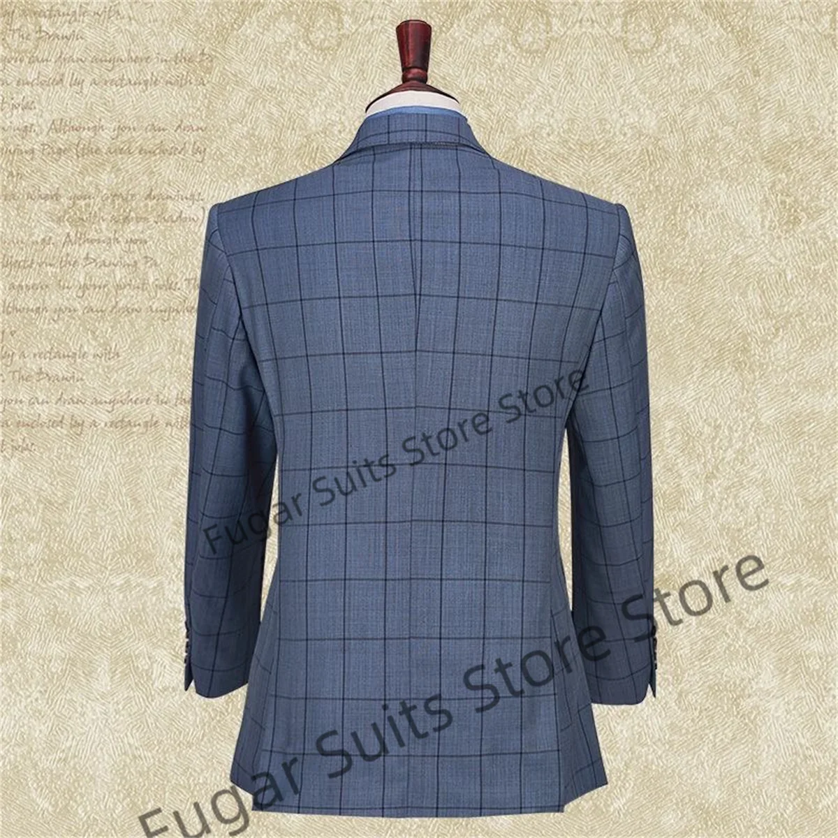 High-qublity Business Plaid Men Suits Slim Fit Peak Lapel Groom Man Tuxedos 2 Pieces Sets Office Work Male Blazers Ropa Hombre