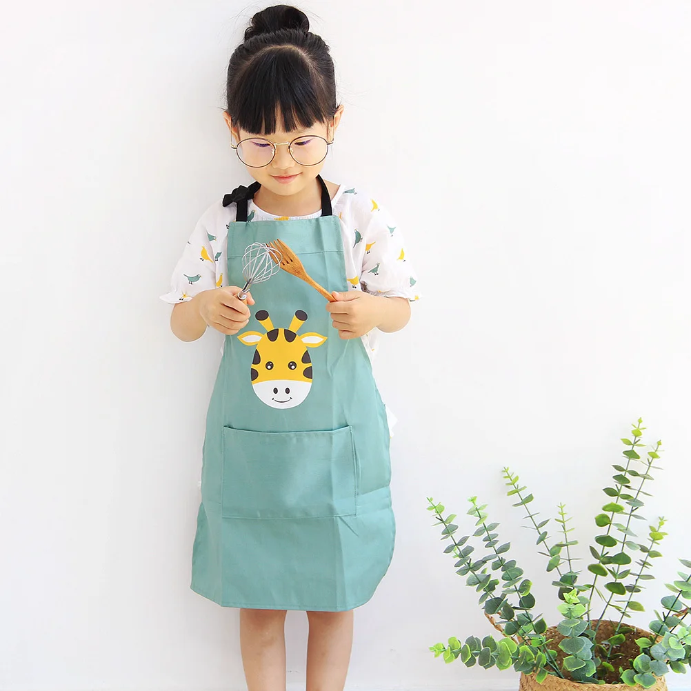 

Parent-Child Cartoon Animal Apron Size S Cotton Adjustable Hanging Neck Pocket Cooking Baking Gardening