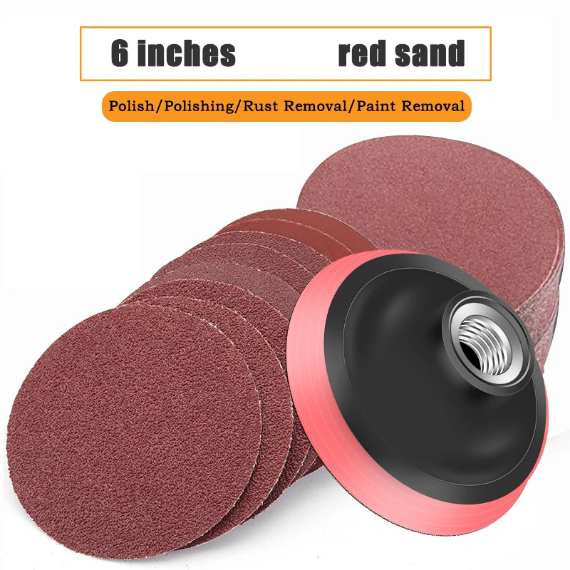 

6Inch 150mm Flocked sandpaper sheet pneumatic grinding machine sandpaper angle grinder self-adhesive disc sandpaper 40-2000 Grit
