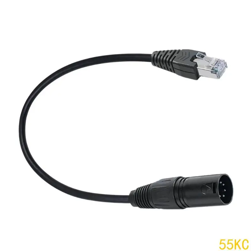 55KC XLR5P RJ45 Adaptador conversión Cable antislip Bloqueo PVC flexible PVC para Audios Mixer 5PXLR HEMBLE A RJ45 CORDAD