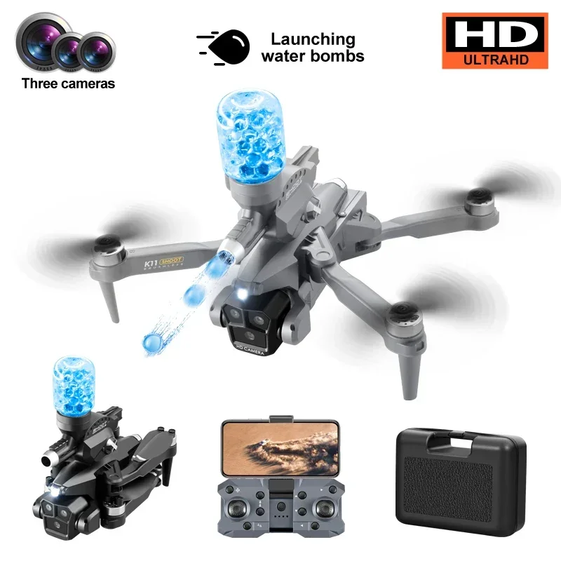 

K11 MAX Mini Drone Brushless Aerial Photography Optical Flow Three Camera Four Axis With Water Bomb Remote-Controlled Aircraft