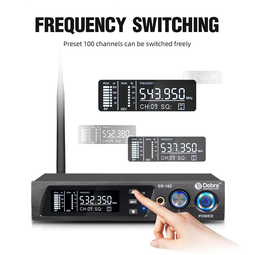 무대 모니터 인이어 모니터링 시스템, UHF 무선 ER102 80M 안정적인 유효 거리, 녹음 및 밴드용 블루투스 5.0