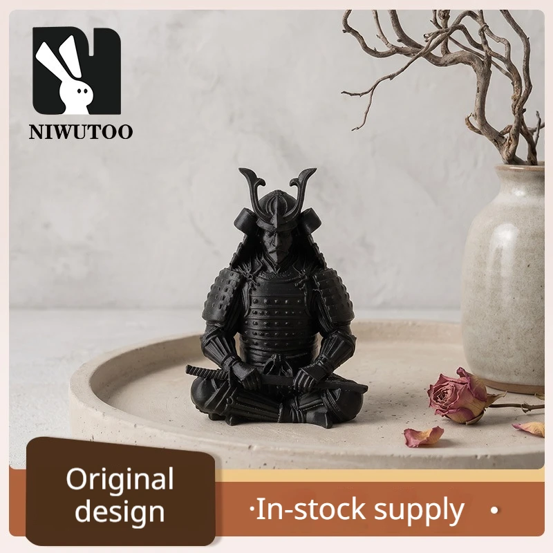 Mini Japanese Samurai Figurine 3D Printed Sitting Posture Bushido Warrior Statue Desktop Ornament Tea Tray Study Shelf Zen Decor