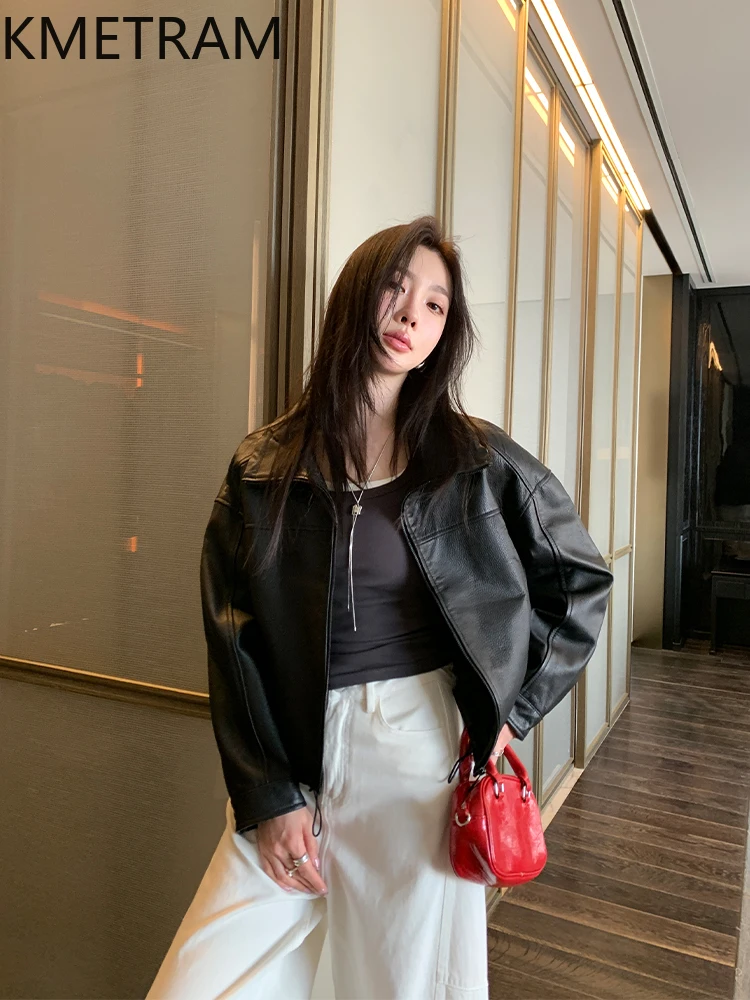 100% Real Sheepskin Jacket Woman Short Black Genuine Leather Jackets High Quality Outerwears Fall Clothes 2025 Women дубленка