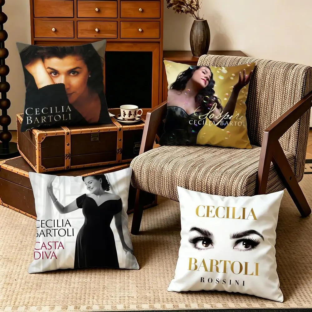 Celebrity-Cecilia BartoliS Cushion Cover Soft Velvet Cushion Cover Set 4Pcs 50x50 45x45 Zipper Pillowcase for Home Decor