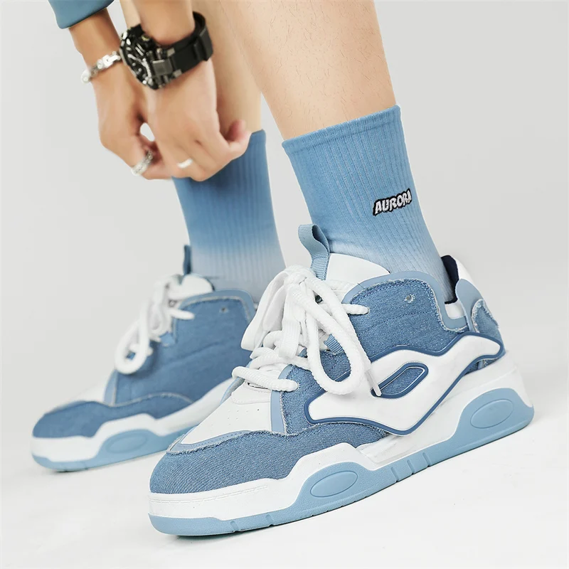 Harajuku Style Platform Sneakers uomo Streetwear Hip Hop Designer Shoes uomo Casual Flat Sneakers moda scarpe da Skateboard stringate