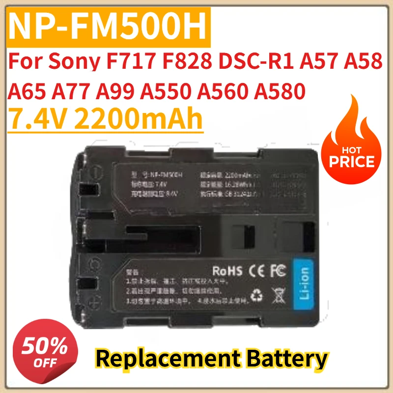 

High Quality New 2200mAh 7.4V NP FM500H NP-FM500H Camera Battery For Sony F717 F828 DSC-R1 A57 A58 A65 A77 A99 A550 A560 A580