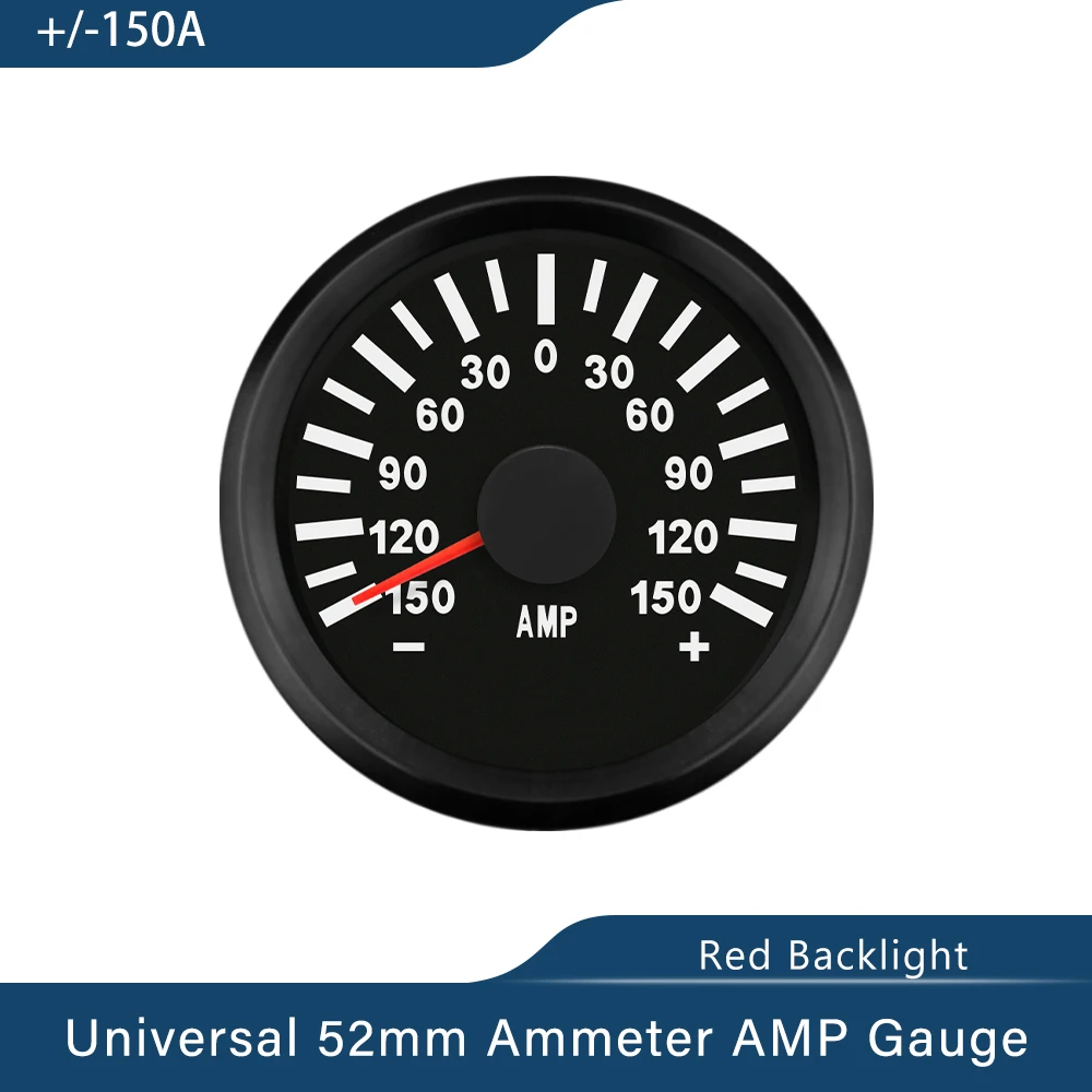 ELING 52 mm Ampèremeter 50 A Ampèremeter met stroomsensor met acht kleuren achtergrondverlichting 12 V 24 V voor zeilboot vissersboot