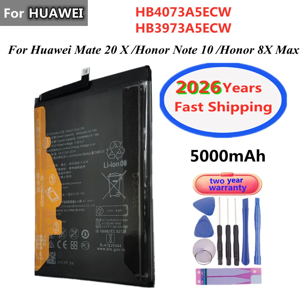 Hohe Kapazität 5000 mAh HB4073A5ECW HB3973A5ECW Akku for Huawei Mate 20 X Honor Note 10 /Honor 8X Max Telefonbatterien + tools