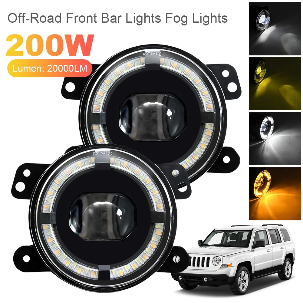 

4 Inch LED Fog Lights 200W DRL Turn Signal Lamp 6000K Front Bumper Replacement Light 20000LM for Jeep Grand Cherokee 2011-2013