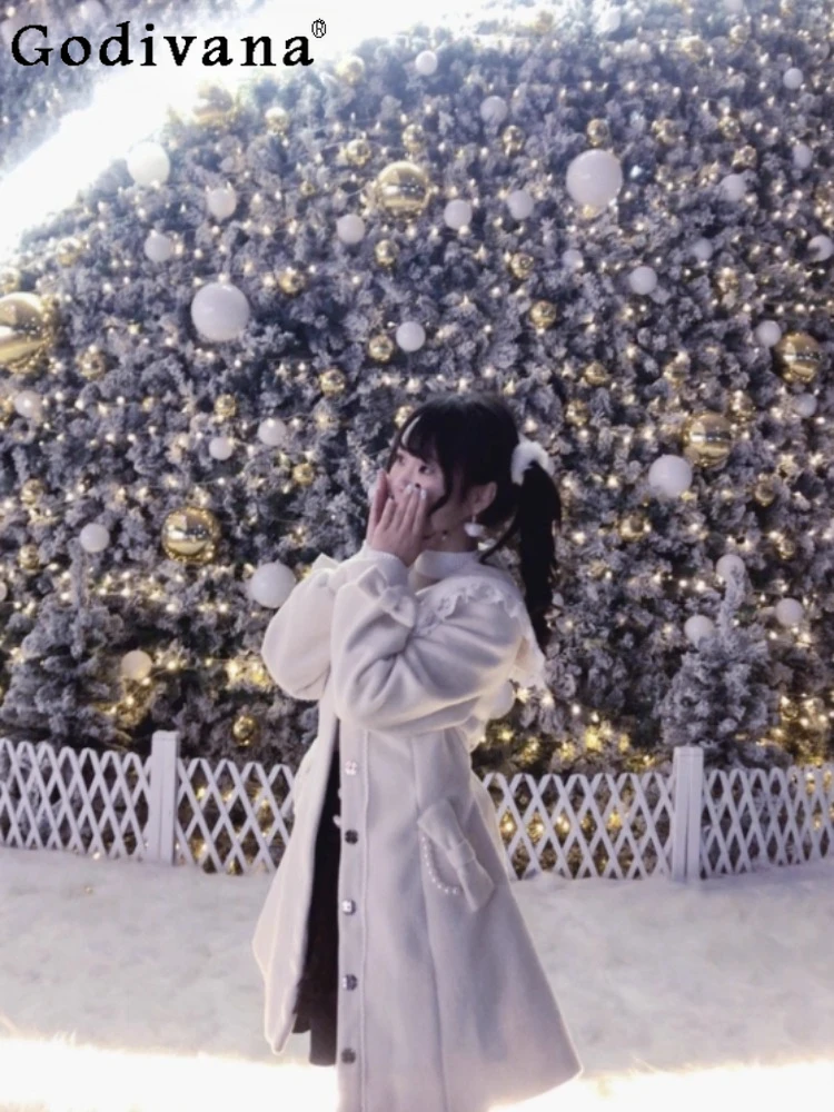 

Sweetheart Girl Japanese Original Style Lolita Mass-Produced Coat Winter Long Warm Thick Woolen Coat