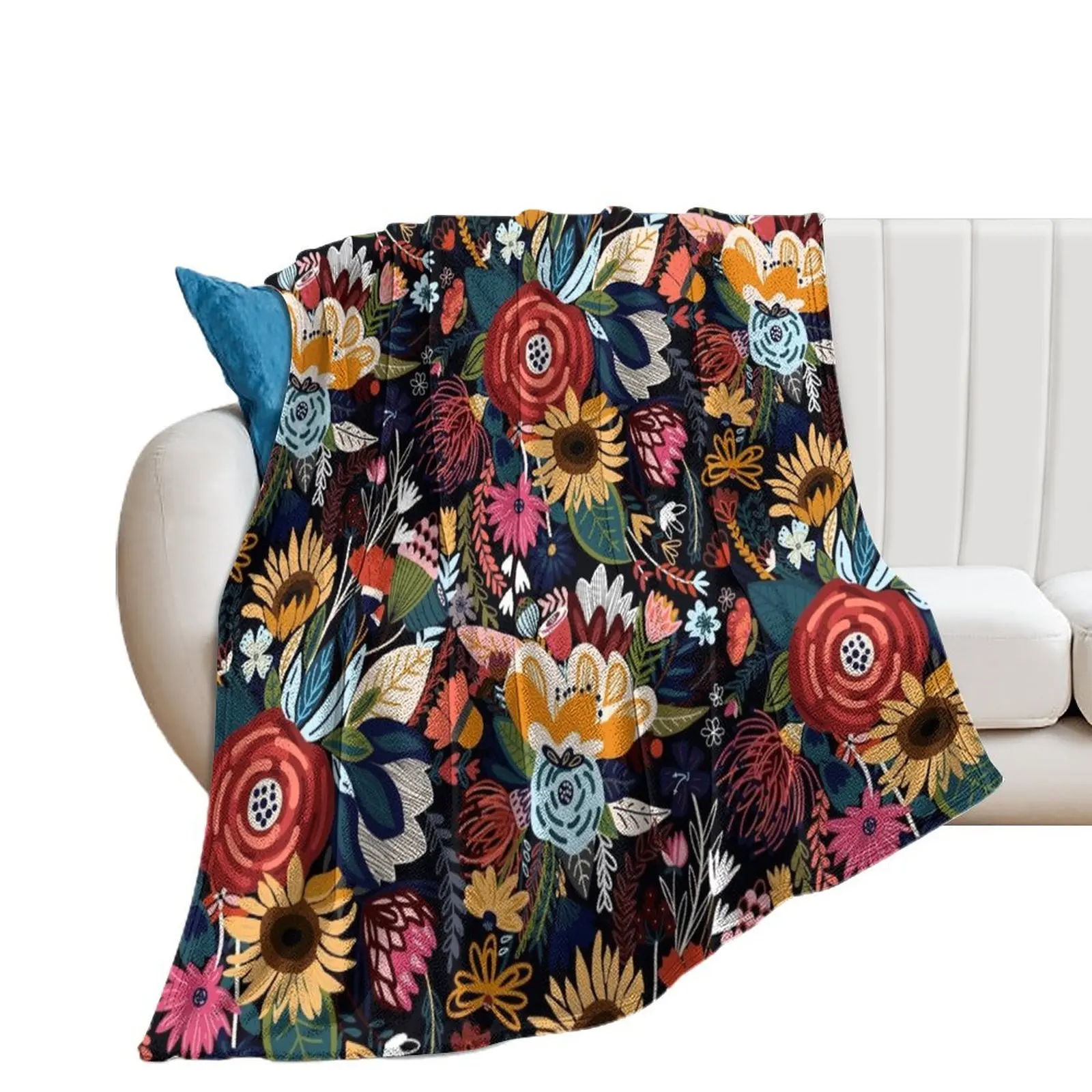 

Popping Moody Floral Throw Blanket sofa bed Hair Quilt Blankets