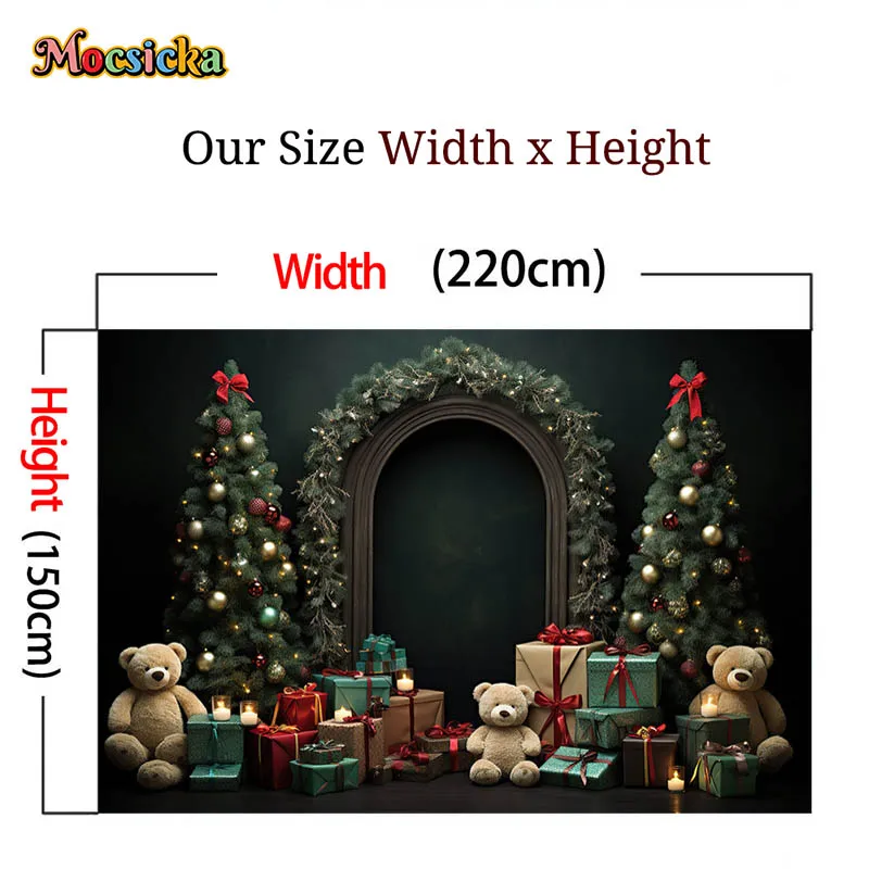 Mocsicka حفلة عيد الميلاد الديكور خلفية شجرة عيد الميلاد لعبة الدببة هدايا الأطفال صورة التصوير استوديو الدعامة راية