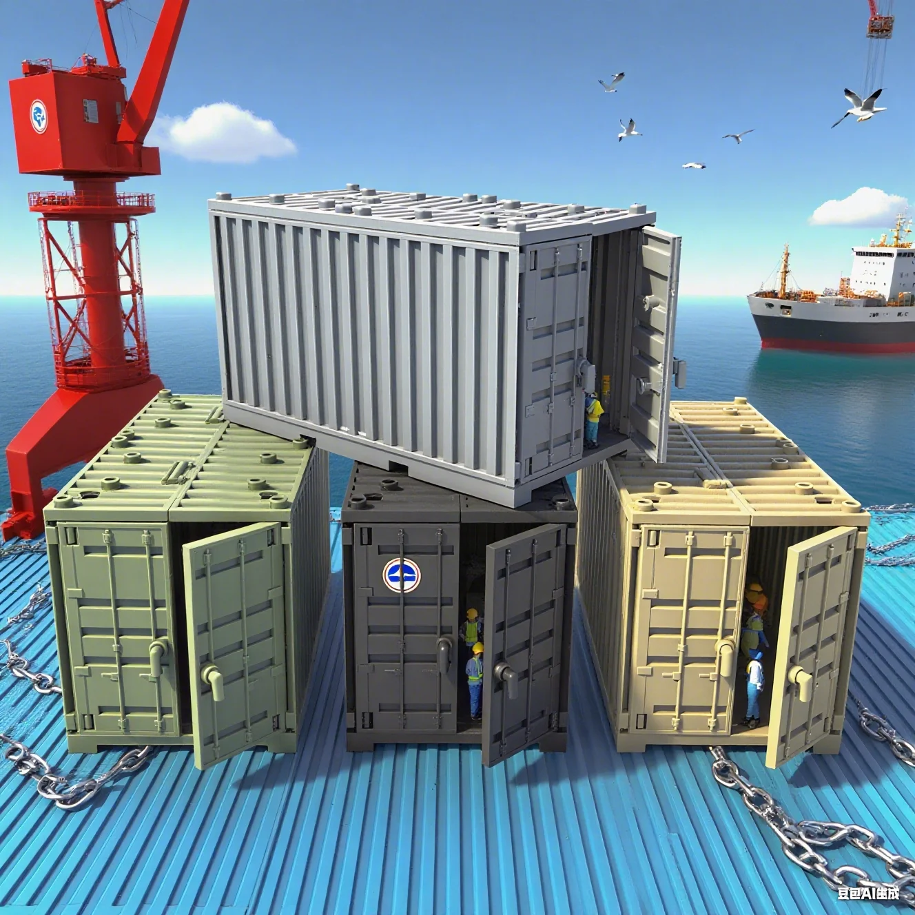 

Marumine MOC Military Container Weaponr Boxes Bricks Accessories Army Scene WW2 Build Block Parts Shipping Transport Case Decor