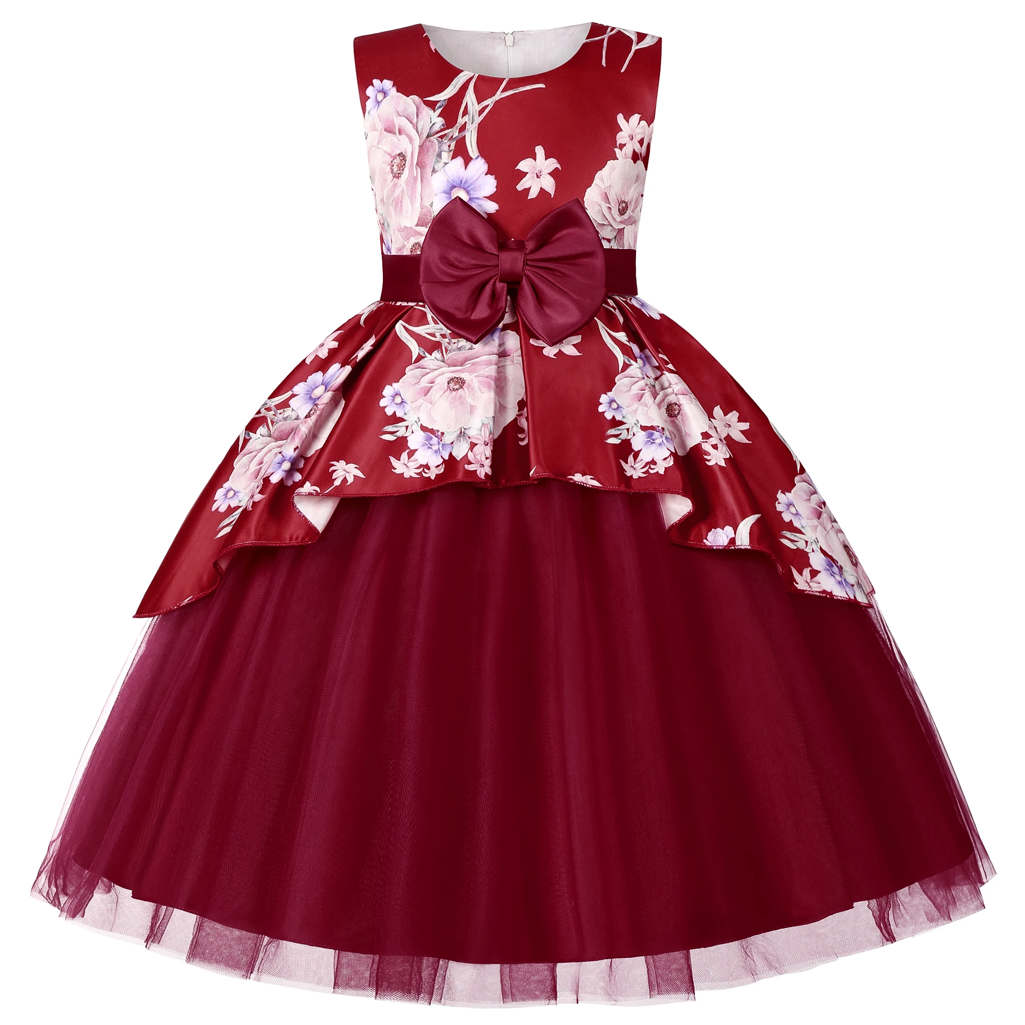 

Floral attendant dress, formal gown, piano performance dress, party princess dress