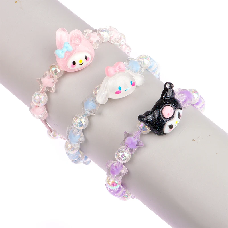 Kuromi My Melody Cartoon Cute Crystal Couple Bracelet Anime Toys For Girl Birthday Gift Sanrio