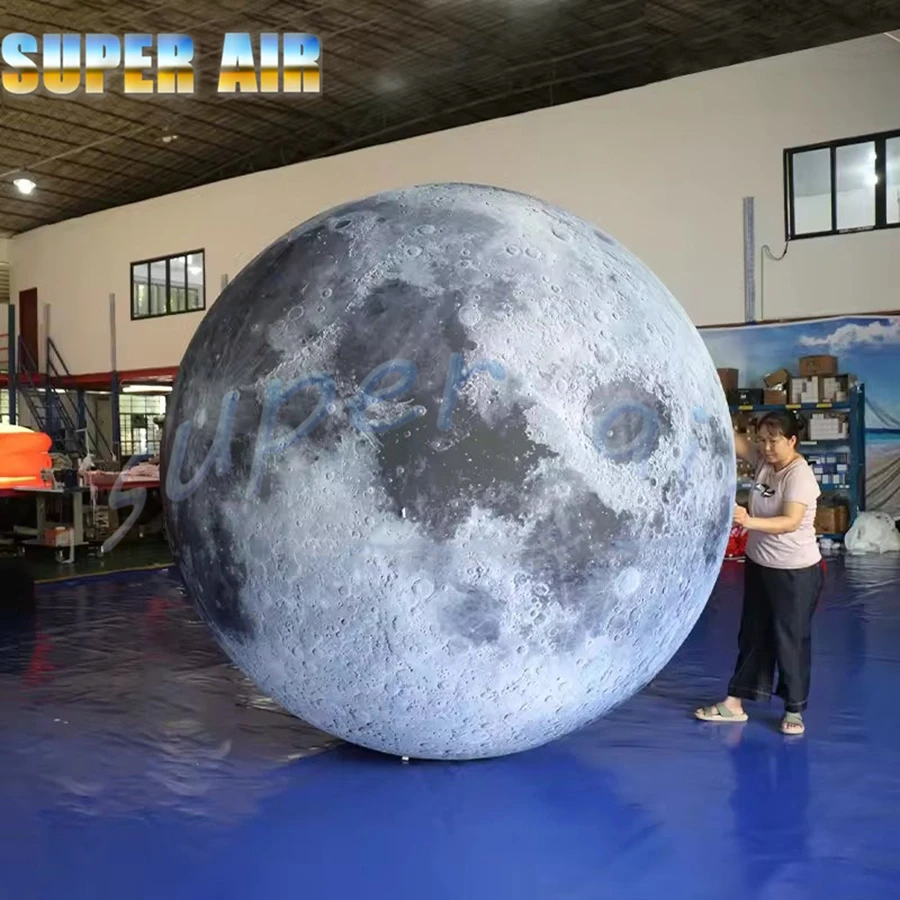 Giant hanging customized inflatable moon planet model toys with colorful led lighting for advertising decoration