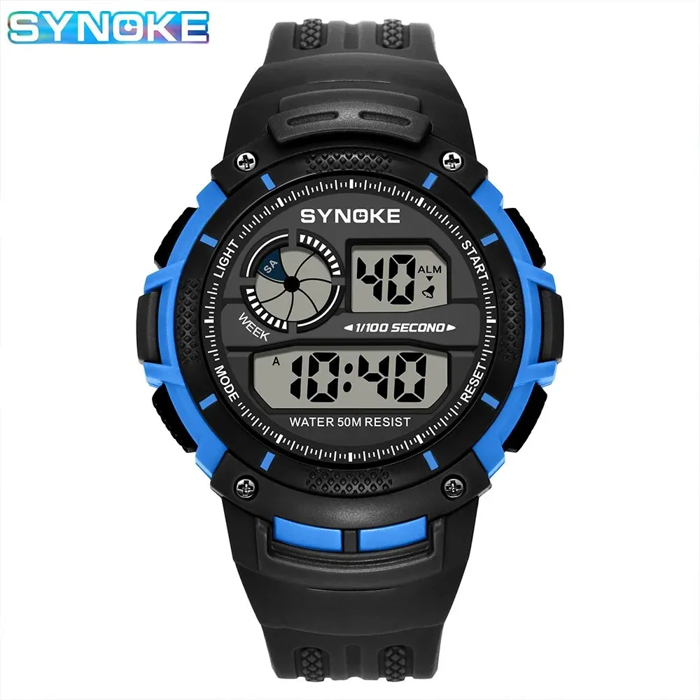 SYNOKE Outdoor Military Digital Watch For Men Fashion Retro Men Watch Sports Waterproof Men Watch Multifunctional Luminous