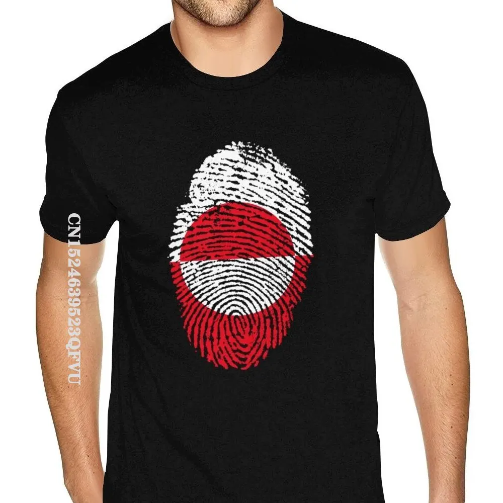 Sport Greenland Flag Fingerprint T-Shirt Men Mens Bespoke England Style Tshirts Men Soft Cotton Gothic Style Shirt