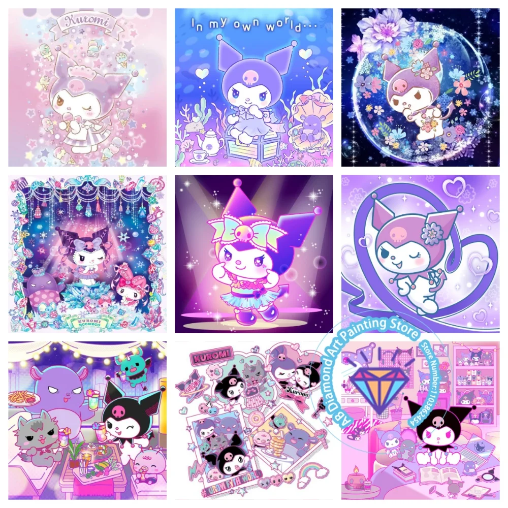 

Cute Kuromi AB Diamond Painting Kit Square Round Diamond 5D DIY Cross Embroidery Handmade Art Adult Exquisite Gift Home Decor