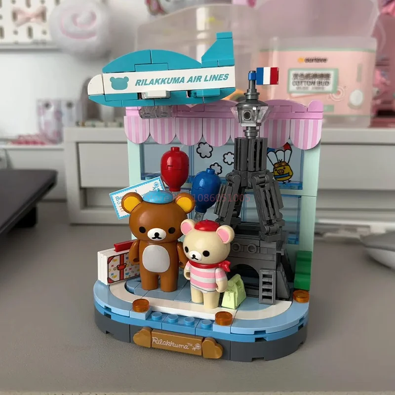 Rilakkuma Series Cartoon Creative Ornament Diy Assemble Bear Model Toys Creative Car City Kitchen Bedroom Model Collectibles Toy