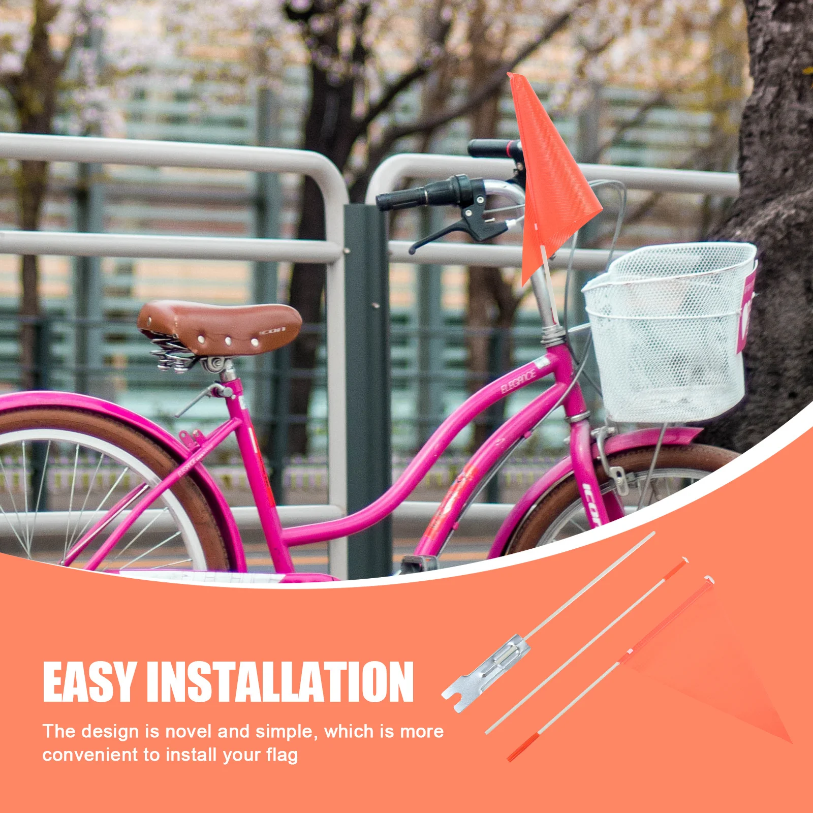 

2Pcs Bike Flagpole Kit Durable Wear-Resistant Safety Flags Professional Cycling Accessories Advertising Bike Supply