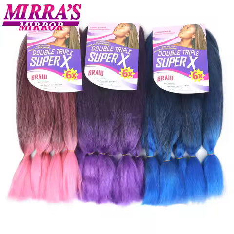 400G Ombre Jumbo Braiding Hair 6X Jumbo Braids Hair 24 Inch 6PCS Synthetic Fiber Hair Extensions for Box Braids Crochet Hair