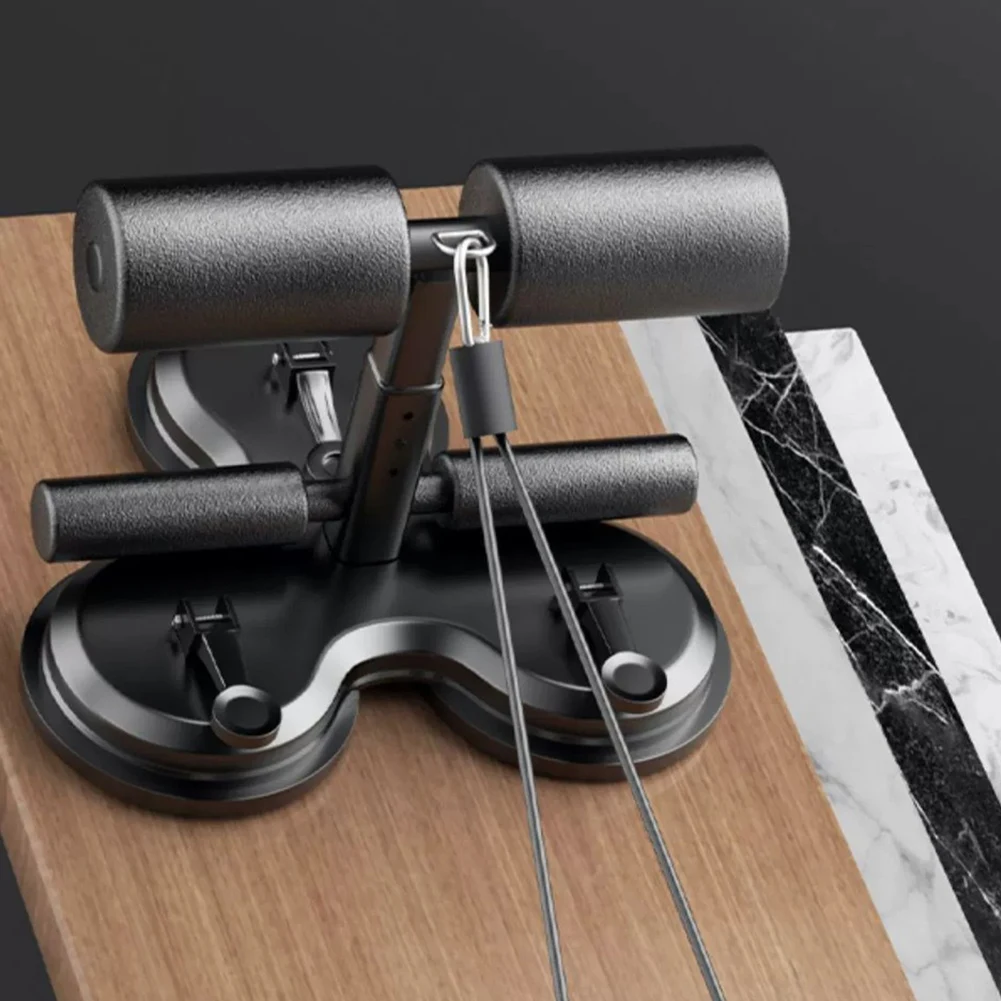 حامل أرضي للجلوس مع جهاز مساعدة 3 أكواب شفط مع حبل سحب معدات تمارين الجلوس للمنزل والمكتب وصالة الألعاب الرياضية