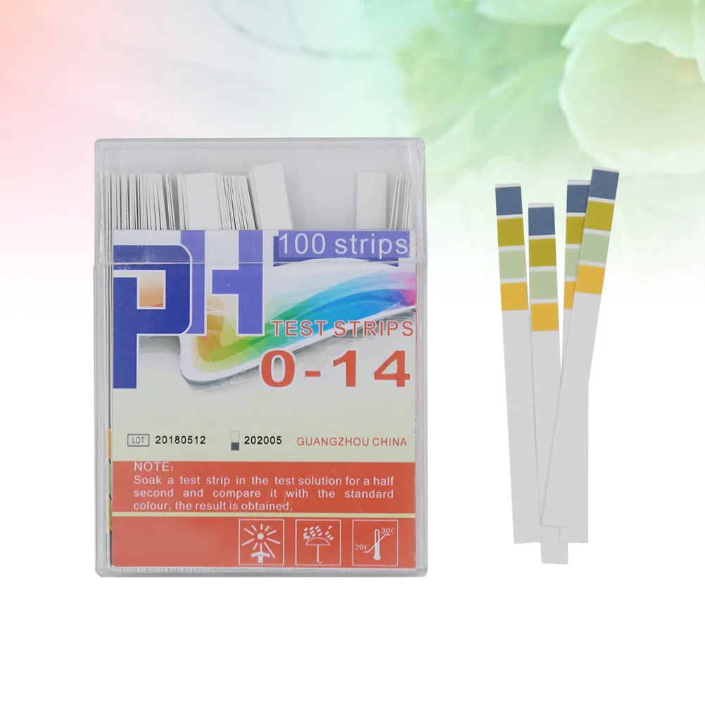 100 pz Strisce reattive Ph Grafico a 4 colori Gamma 0-14 Test rapido accurato per laboratorio Acqua Terreno Acquario Strumento di carta Ph