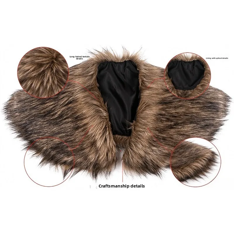 Faux Fur Collar Detachable Neck Warmer Wrap Scarf Replacement For Winter Coat Jacket Fashion Decorative Accessory