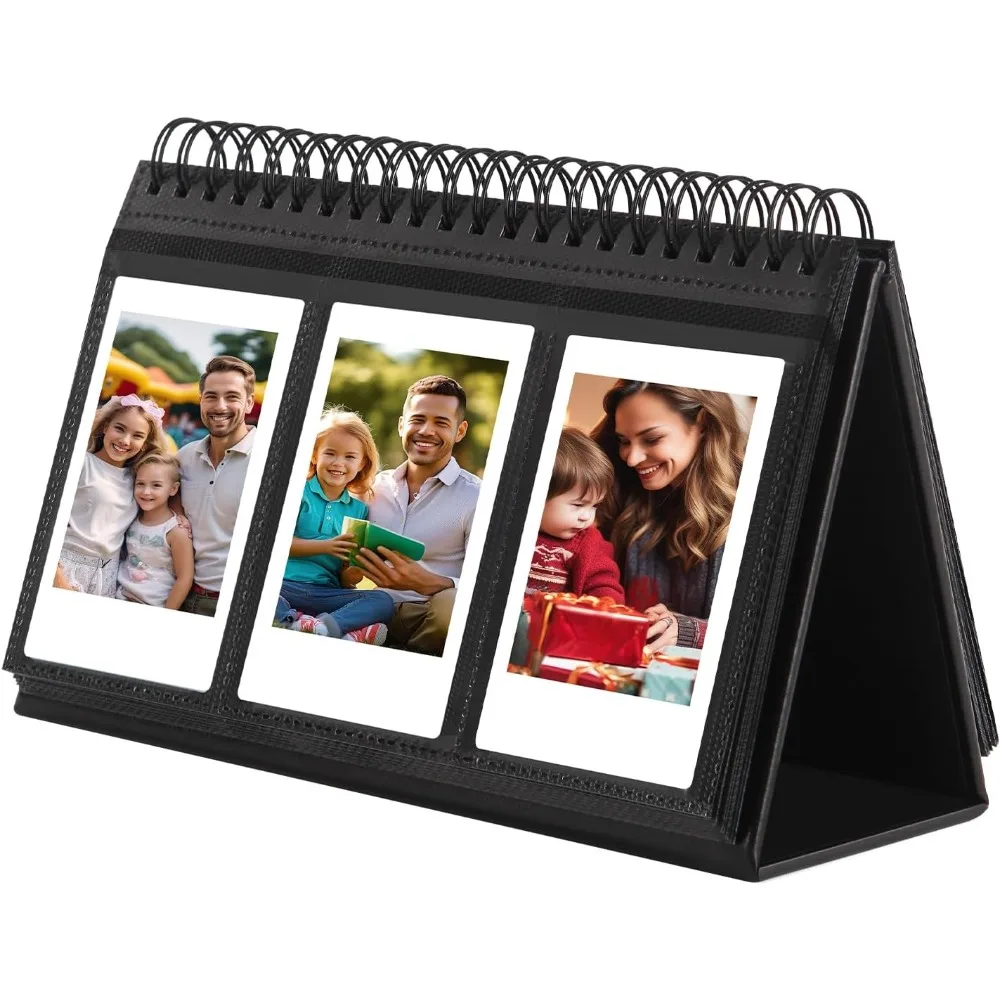 

Mini Photo Album Mini Camera, 96 Pockets Photo Album, Leather Desktop Display Album