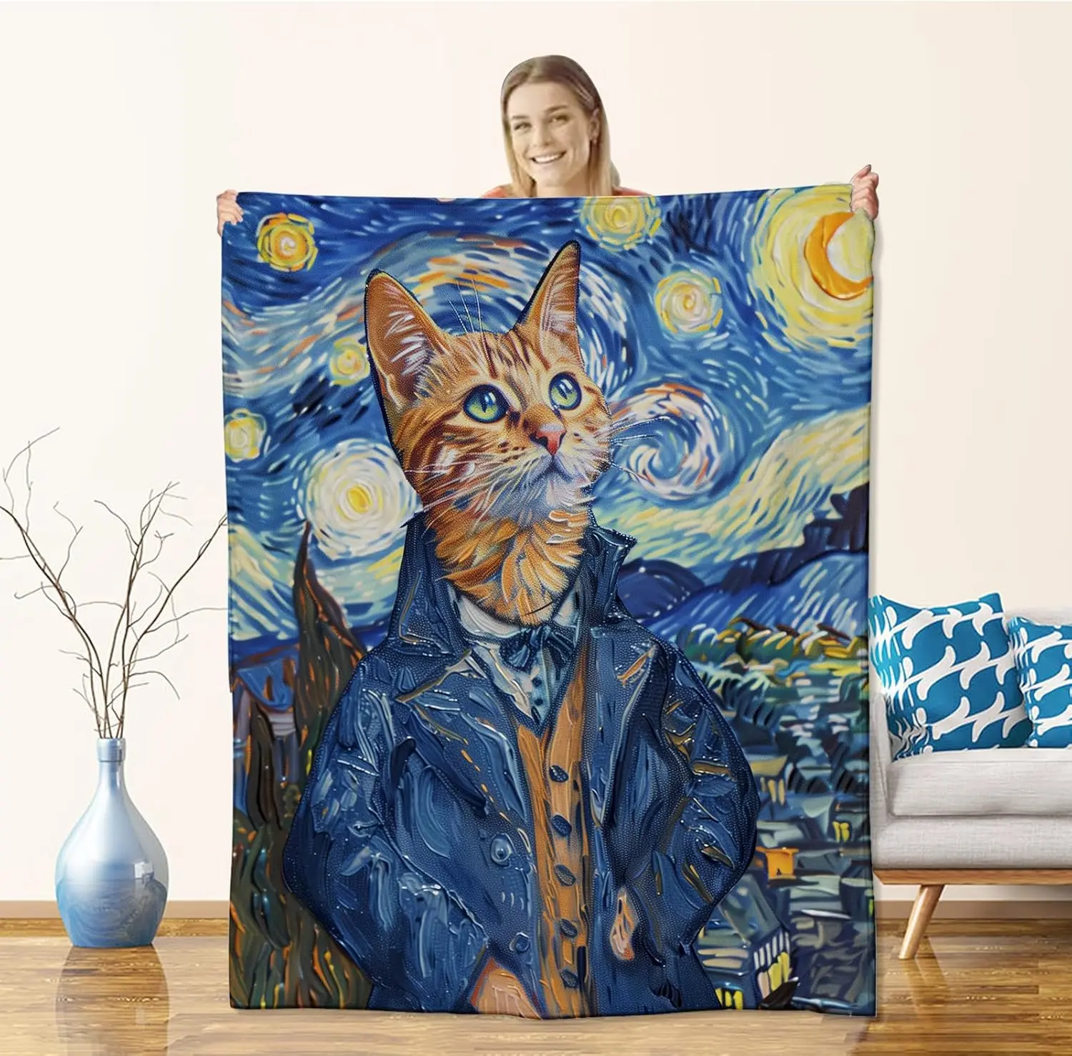 

Одеяло с изображением кошек для любителей кошек, взрослых и детей, фланелевые одеяла для кошек, подарки, одеяло в стиле масляной живописи для дивана, дивана, кровати, жизни