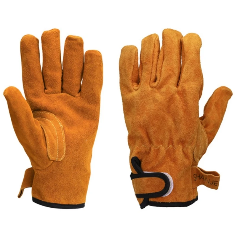 

Термостойкие сварочные перчатки из воловьей кожи, усиленные кожаные защитные рабочие перчатки для мужчин и женщин, перчатки для камина, печи, барбекю, снаряжения для водителя