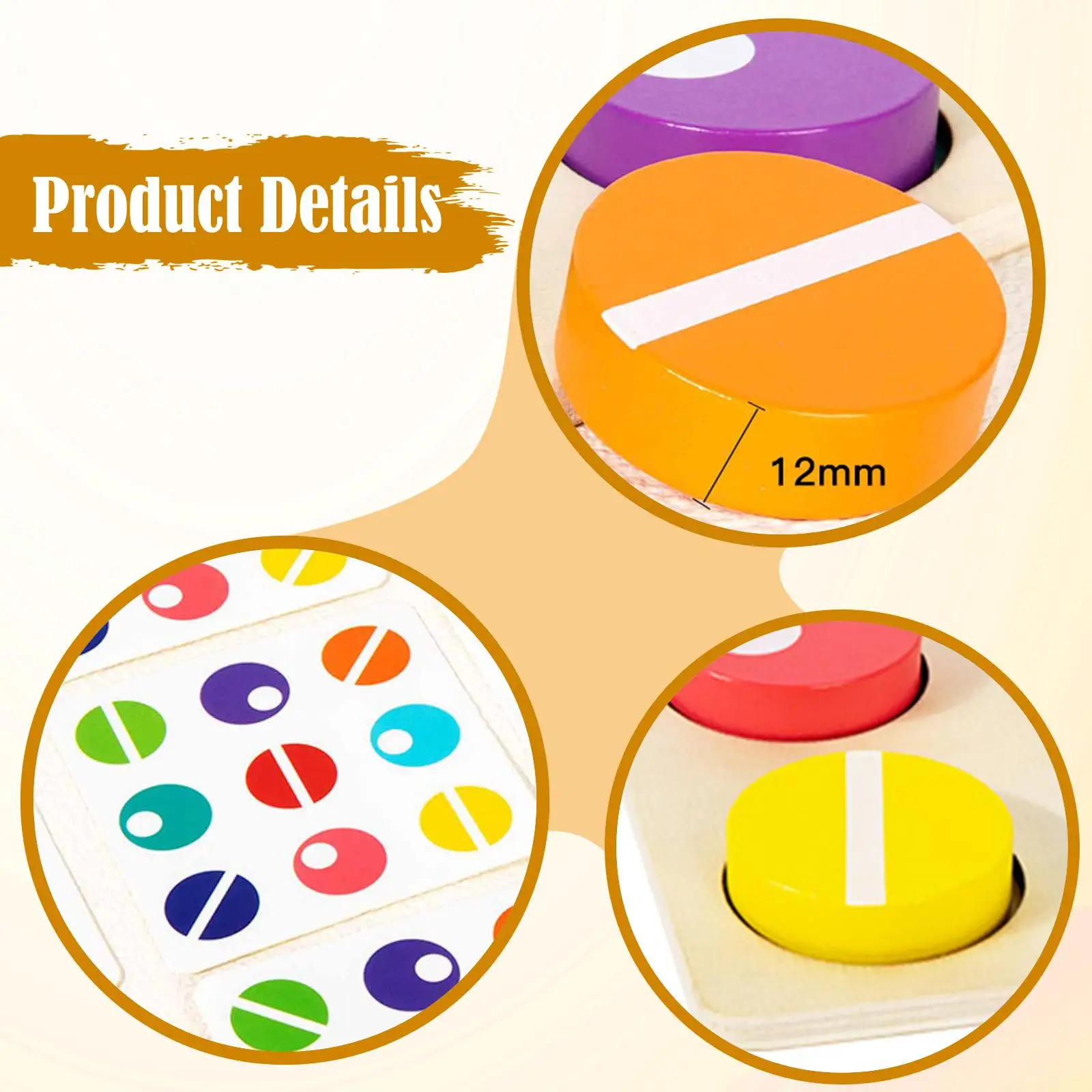 カラーマッチングゲーム 木製感覚玩具 ギフト 再利用可能なテーブルゲーム 早期教育 頭の体操 アクティビティ記憶トレーニング用