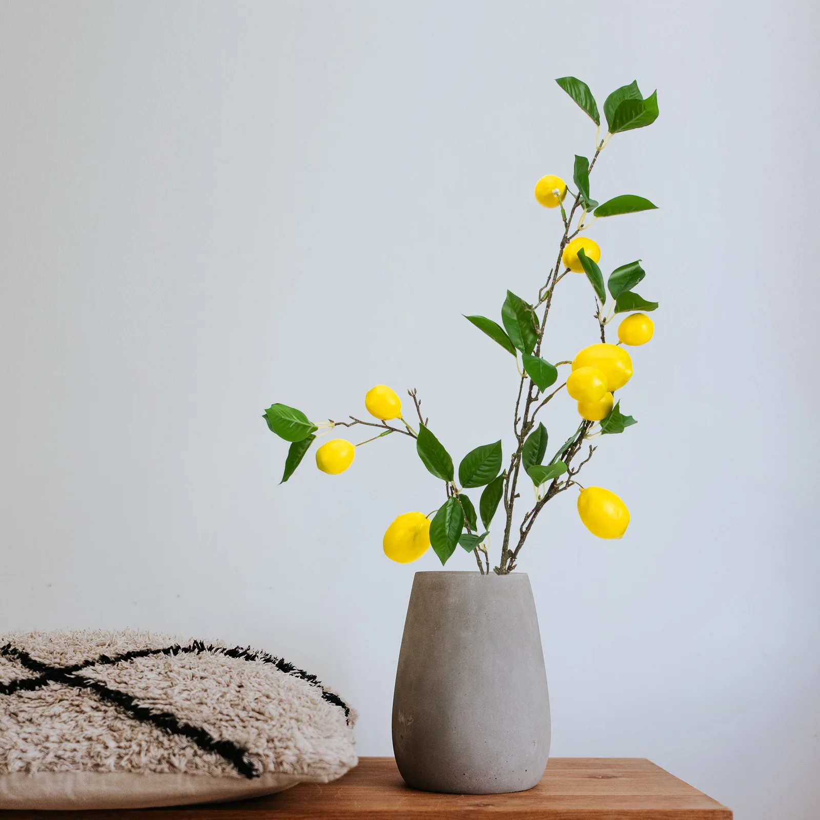 

2pcs Artificial Branch Fake Lemon Pick For Vase Decor Farmhouse Home Office Decorative Yellow Lemon Bunch Simulation Plant Vase