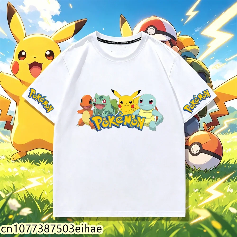 2026 Trend Street Style Children Tops, Kawaii Cartoon Pokémon Crew Neck T Shirt Casual Summer Tees Suitable For 3-14Y Boys Girls