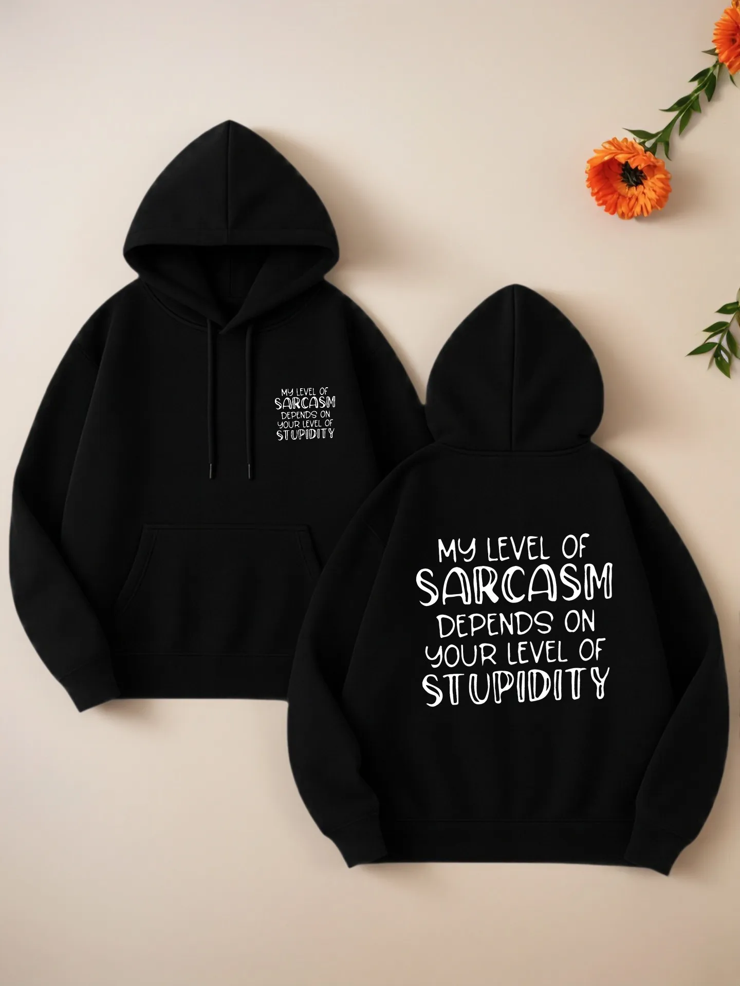 

Graphic Hoodie Women, Sarcasm Letter Print, Casual Aesthetic, Soft Fabric, Casual Everyday Wear, For Teens